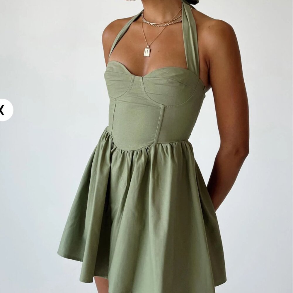 Green Mini Halter Dress
